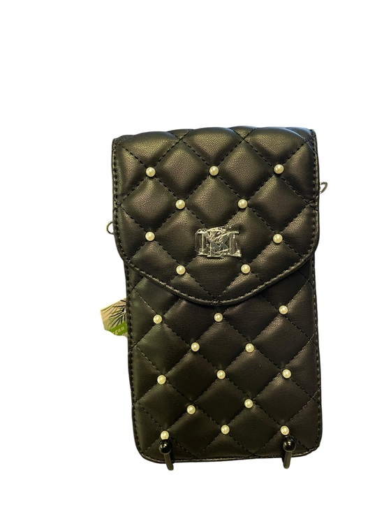 Badgley Mischka Handbags - BADGLEY MISCHKA Quilted Black Crossbody Phone Pouch + Pearl Studs NWT